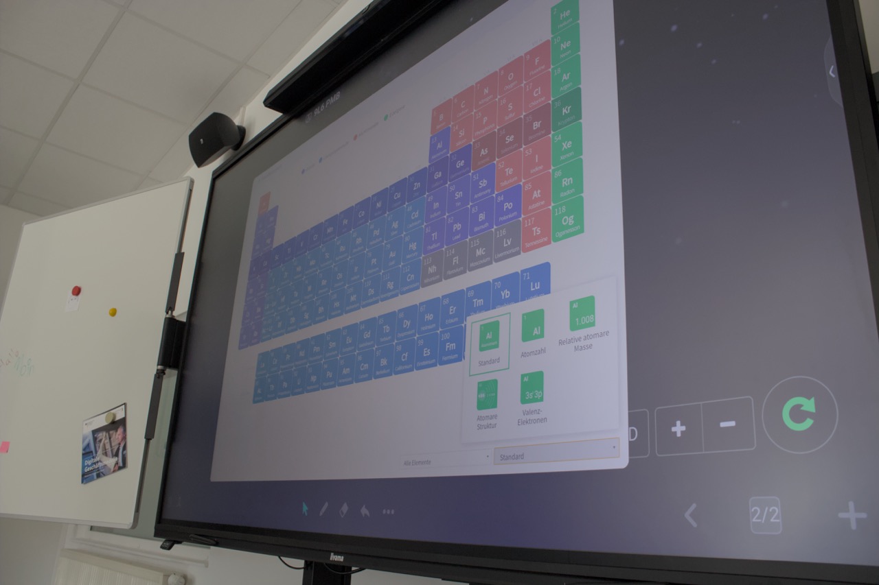 Periodensystem auf der digitalen Schultafel